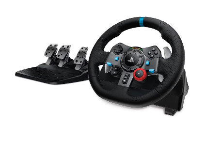 Logitech G29 Driving Force Racing Wheel and Floor Pedals, Real Force Feedback, Stainless Steel Paddle Shifters, Leather Steering Wheel Cover for PS5, PS4, PC, Mac - Black