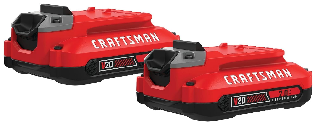 CRAFTSMAN V20 Lithium Ion Battery, 2.0-Amp Hour, 2 Pack (CMCB202-2)