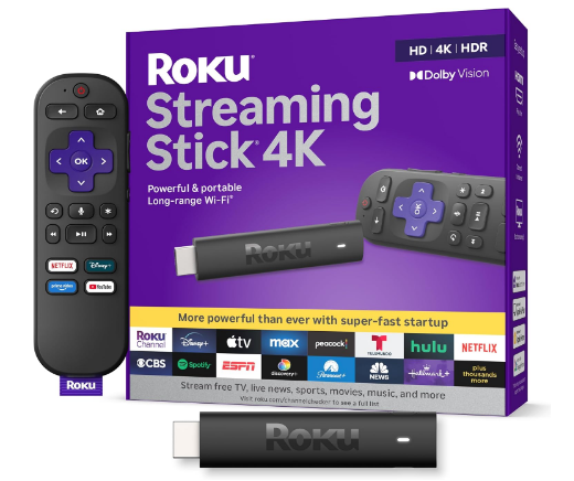 Roku Streaming Stick 4K with Voice Remote - HDR10+ & Dolby Vision