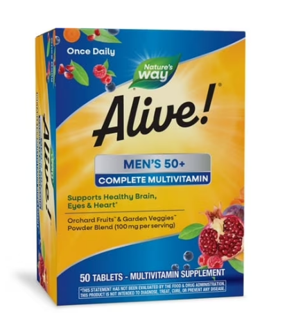 Nature's Way Alive! Men's 50+ Complete Multivitamin Tablets, B-Vitamins, 50 Count (4 Pack)