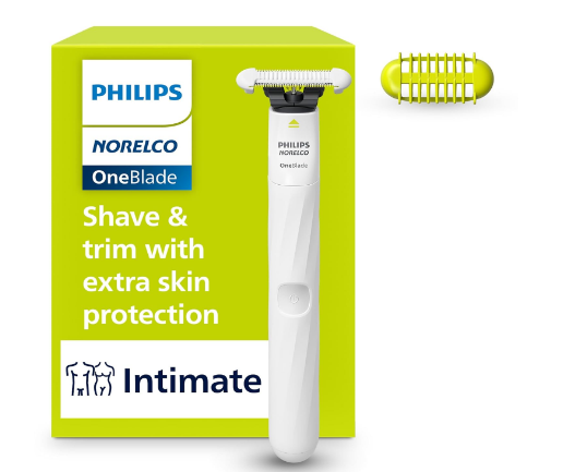 Philips Norelco OneBlade Intimate, Designed For Pubic Grooming, Trim & Shave With Extra Skin Protection, Model QP1924/70