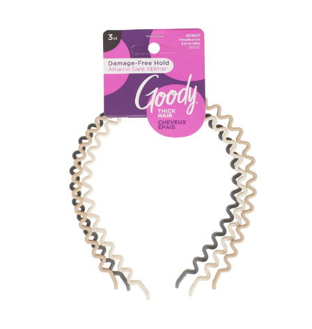 Goody Ouchless Zig-Zag Women's Headbands - 3 Ct, Warm Tones, Damage-Free Hold, All-Day Comfort Headbands for Women & Men, Everyday Hair Accessories, For All Occasions, For Thick Hair