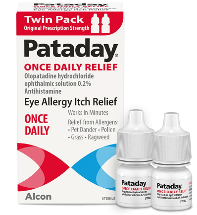 Pataday Once Daily Allergy Itch Relief Eye Drops, 2.5 ml, Twin Pack, Olopatadine 0.2% Antihistamine Drops for Itchy Eyes, Targets Pollen, Ragweed, Grass & Pet Dander, Up to 16-Hour Relief