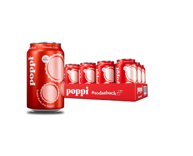 Poppi Prebiotic Soda, Sparkling Water & Fruit Juice, Classic Cola, 12 Oz, 12 Pack