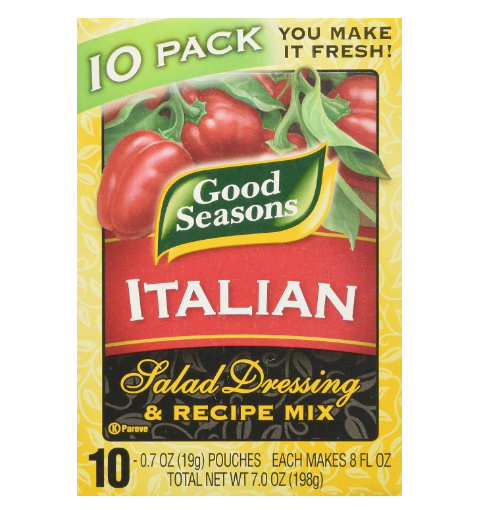 Good Seasons Italian Salad Dressing & Recipe Mix 0.7oz, 10 Pouches, Total Net 7oz
