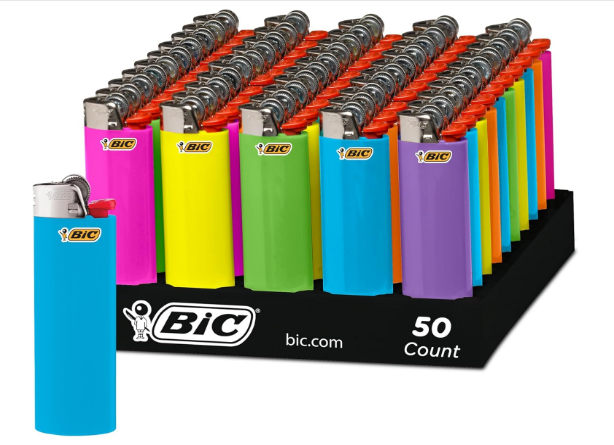 BIC Classic Lighters, Pocket Lighter Style, Fashion Assorted Colors, 50 Count Tray Disposable Lighters