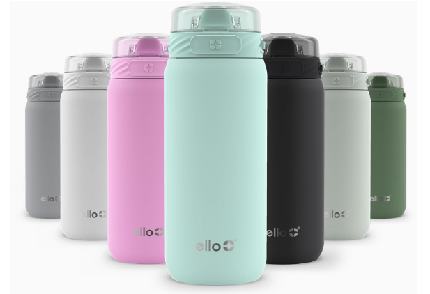 Ello Cooper 18oz Kids Stainless Steel Water Bottle with Straw and Carry Handle, Double Walled and Vacuum Insulated Metal, Leak Proof Locking Lid with Soft Silicone Spout, Reusable, BPA Free, Yucca