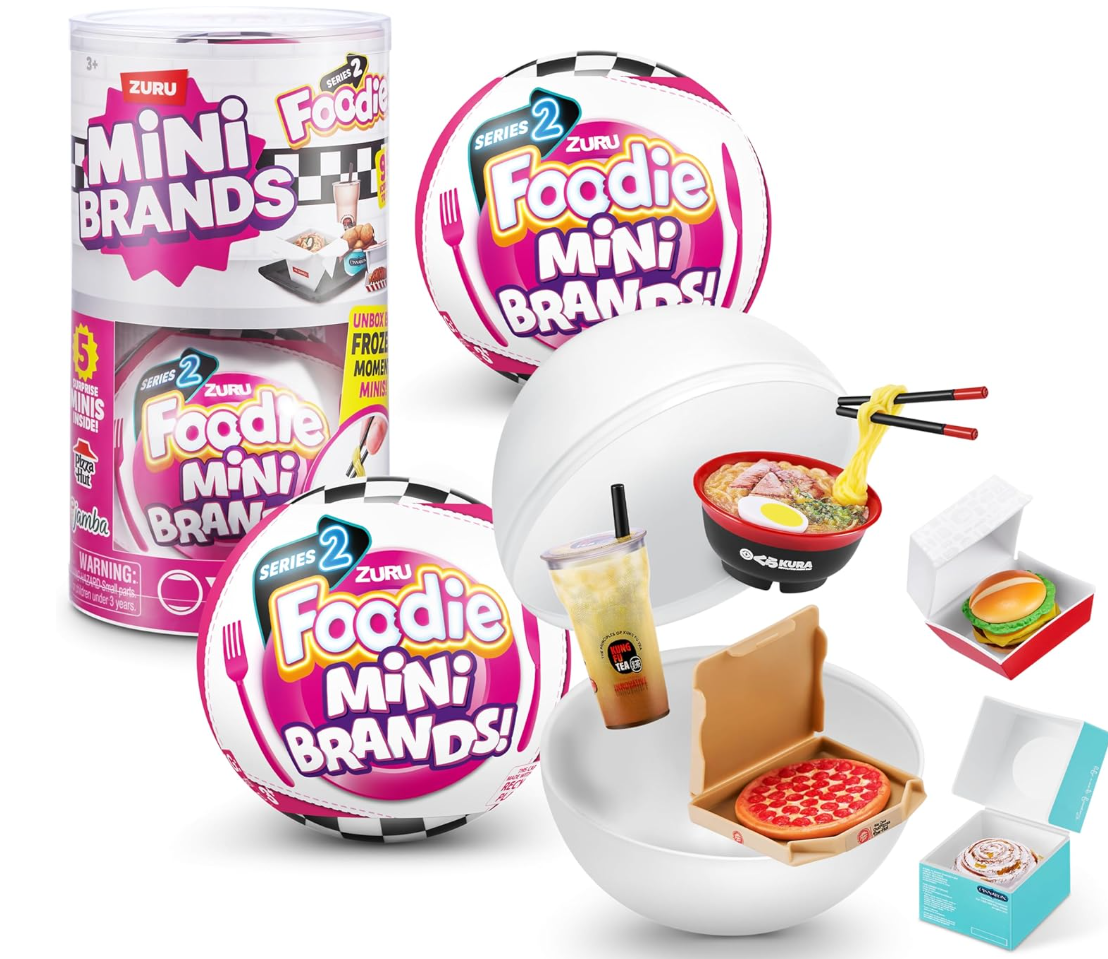 Mini Brands Foodie Series 2 (2 Pack) by ZURU Real Miniature Fast Food Brands Collectible Toy, 5 Mystery Brands for Girls, Teens, Adults, Collectors Perfect Stocking Stuffer and Gift